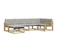 vidaXL Conjunto de sofás de Exterior 6 pcs Blanco y Gris Claro, Conjunto de Sofás de Jardín, Muebles de Patio Modernos, Resistentes y Fáciles de Limpiar, Relajarse