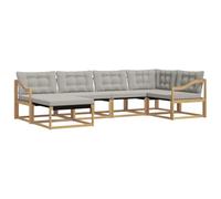 vidaXL Conjunto de sofás de Exterior 6 pcs Blanco y Gris Claro, Conjunto de Sofás de Jardín, Muebles de Patio Modernos, Resistentes y Fáciles de Limpiar, Relajarse