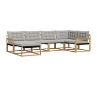 vidaXL Conjunto de sofás de Exterior 6 pcs Blanco y Gris Claro, Conjunto de Sofás de Jardín, Muebles de Patio Modernos, Resistentes y Fáciles de Limpiar, Relajarse