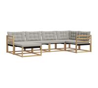 vidaXL Conjunto de sofás de Exterior 6 pcs Blanco y Gris Claro, Conjunto de Sofás de Jardín, Muebles de Patio Modernos, Resistentes y Fáciles de Limpiar, Relajarse