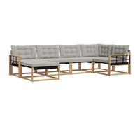 vidaXL Conjunto de sofás de Exterior 6 pcs Blanco y Gris Claro, Conjunto de Sofás de Jardín, Muebles de Patio Modernos, Resistentes y Fáciles de Limpiar, Relajarse