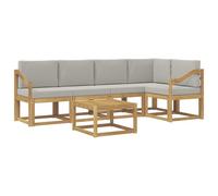vidaXL Conjunto de sofás de Exterior 6 pcs Blanco y Gris Claro, Sofá Seccional Exterior, Conjunto Lounge Moderno, Mobiliario Duradero, Asientos Comfy para Tu Terraza
