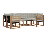 vidaXL Conjunto de sofás de Exterior 6 pcs Gris Natural y Claro, Colección de Jardín Moderna, Sofá Resistente para Exterior, Asientos Junto a la Piscina y Relax en tu Patio