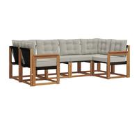 vidaXL Conjunto de sofás de Exterior 6 pcs Gris Natural y Claro, Colección de Jardín Moderna, Sofá Resistente para Exterior, Asientos Junto a la Piscina y Relax en tu Patio