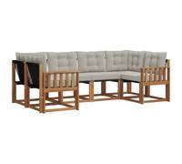vidaXL Conjunto de sofás de Exterior 6 pcs Gris Natural y Claro, Colección de Jardín Moderna, Sofá Resistente para Exterior, Asientos Junto a la Piscina y Relax en tu Patio
