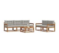 vidaXL Conjunto de sofás de Exterior 6 pcs Gris Natural y Claro, Conjunto de Muebles de Jardín, Colección Moderna de Sofás de Exterior, Duradero Patio, Disposición Seccional de Asientos
