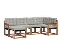 vidaXL Conjunto de sofás de Exterior 6 pcs Gris Natural y Claro, Juego de Sofás Moderno para Jardín, Sofá Exterior Cómodo, Muebles Resistentes a Climas, Ideal para Patio