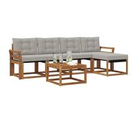 vidaXL Conjunto de sofás de Exterior 6 pcs Gris Natural y Claro, Muebles de jardín, sofá sectional Moderno, Tumbona Duradera, Conjunto de Asientos al Aire Libre