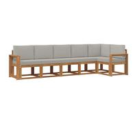 vidaXL Conjunto de sofás de Exterior 6 pcs Gris Natural y Claro, Sofá de jardín Moderno, Conjunto Modular de Exterior Duradero, Muebles de Lounge para Patio, Asientos para terraza, cómodos