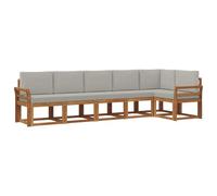vidaXL Conjunto de sofás de Exterior 6 pcs Gris Natural y Claro, Sofá de jardín Moderno, Conjunto Modular de Exterior Duradero, Muebles de Lounge para Patio, Asientos para terraza, cómodos