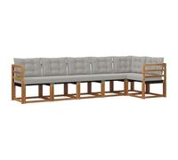 vidaXL Conjunto de sofás de Exterior 6 pcs Gris Natural y Claro, Sofá seccional Moderno para Exteriores, Set de Lounge para el Patio, cómodo y Duradero