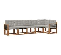 vidaXL Conjunto de sofás de Exterior 6 pcs Gris Natural y Claro, Sofá seccional Moderno para Exteriores, Set de Lounge para el Patio, cómodo y Duradero