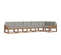 vidaXL Conjunto de sofás de Exterior 6 pcs Gris Natural y Claro, Sofá Seccional Moderno para Jardín, Muebles de Patio Acacia, para Un Confort Genial en el Exterior