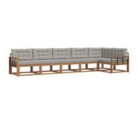 vidaXL Conjunto de sofás de Exterior 6 pcs Gris Natural y Claro, Sofá Seccional Moderno para Jardín, Muebles de Patio Acacia, para Un Confort Genial en el Exterior