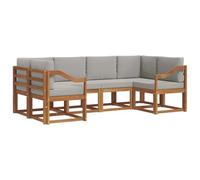 vidaXL Conjunto de sofás de Exterior 6 pcs Gris Natural y Claro, Sofá sectional de Madera de Acacia, Muebles Modernos para Patio, solución de Asientos para jardín, decoración para el Patio Trasero