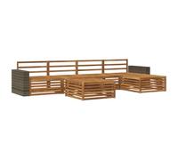 vidaXL Conjunto de sofás de Exterior 6 pcs Natural 79 x 79 x 37 cm, Sofá de Patio, Conjunto Moderno, Resistente al Clima, Relajación en el Jardín, Asientos para Espacios Fuera