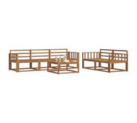 vidaXL Conjunto de sofás de Exterior 6 pcs Natural, Conjunto de Muebles de Jardín, Colección Moderna de Sofás de Exterior, Duradero Patio, Disposición Seccional de Asientos