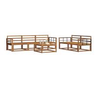 vidaXL Conjunto de sofás de Exterior 6 pcs Natural, Conjunto de Muebles de Jardín, Colección Moderna de Sofás de Exterior, Duradero Patio, Disposición Seccional de Asientos