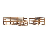 vidaXL Conjunto de sofás de Exterior 6 pcs Natural, Conjunto de Muebles de Jardín, Colección Moderna de Sofás de Exterior, Duradero Patio, Disposición Seccional de Asientos