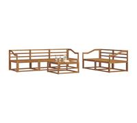 vidaXL Conjunto de sofás de Exterior 6 pcs Natural, Conjunto de Muebles de Jardín, Colección Moderna de Sofás de Exterior, Duradero Patio, Disposición Seccional de Asientos