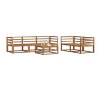 vidaXL Conjunto de sofás de Exterior 6 pcs Natural, Conjunto de Muebles de Jardín, Colección Moderna de Sofás de Exterior, Duradero Patio, Disposición Seccional de Asientos