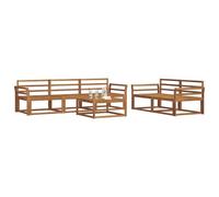 vidaXL Conjunto de sofás de Exterior 6 pcs Natural, Conjunto de Muebles de Jardín, Colección Moderna de Sofás de Exterior, Duradero Patio, Disposición Seccional de Asientos
