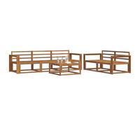 vidaXL Conjunto de sofás de Exterior 6 pcs Natural, Conjunto de Muebles de Jardín, Colección Moderna de Sofás de Exterior, Duradero Patio, Disposición Seccional de Asientos