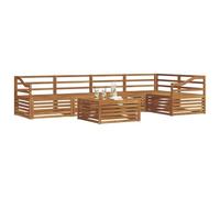 vidaXL Conjunto de sofás de Exterior 6 pcs Natural, Muebles de Jardín, Sofá Exterior Moderno, Conjunto Seccional Resistente, Área Confort en la Terraza