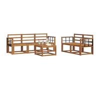 vidaXL Conjunto de sofás de Exterior 6 pcs Natural, Sofá Exterior, Muebles seccionales Modernos, Conjunto Lounge para Patio, Asientos duraderos y cómodos para la terraza