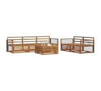 vidaXL Conjunto de sofás de Exterior 6 pcs Natural, Sofá Moderno para Exteriores, Conjunto seccional para Patio, Mueble Duradero, Comodidad en terraza
