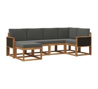 vidaXL Conjunto de sofás de Exterior 6 pcs Natural y Antracita, Juego de sofá para Exteriores, salón Moderno en la terraza, Muebles de jardín duraderos, seccional, Asientos para la terraza