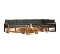vidaXL Conjunto de sofás de Exterior 6 pcs Natural y Antracita, Muebles de Jardín, Sofá Exterior Moderno, Conjunto Seccional Resistente, Área Confort en la Terraza