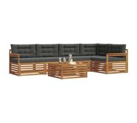 vidaXL Conjunto de sofás de Exterior 6 pcs Natural y Antracita, Muebles de Jardín, Sofá Exterior Moderno, Conjunto Seccional Resistente, Área Confort en la Terraza