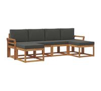 vidaXL Conjunto de sofás de Exterior 6 pcs Natural y Antracita, Sofá de Exterior Moderno, Muebles Resistentes para Jardín, Relájate en el Patio, Diseño Minimalista