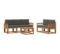 vidaXL Conjunto de sofás de Exterior 6 pcs Natural y Antracita, Sofá de Jardín, Conjunto Seccional Moderno para Patio, Muebles de Terraza para Vivir Cómodamente