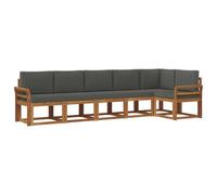 vidaXL Conjunto de sofás de Exterior 6 pcs Natural y Antracita, Sofá de jardín Moderno, Conjunto Modular de Exterior Duradero, Muebles de Lounge para Patio, Asientos para terraza, cómodos