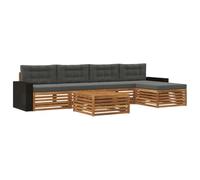 vidaXL Conjunto de sofás de Exterior 6 pcs Natural y Antracita, Sofá de Patio, Conjunto Moderno, Resistente al Clima, Relajación en el Jardín, Asientos para Espacios Fuera
