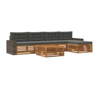 vidaXL Conjunto de sofás de Exterior 6 pcs Natural y Antracita, Sofá de Patio, Conjunto Moderno, Resistente al Clima, Relajación en el Jardín, Asientos para Espacios Fuera