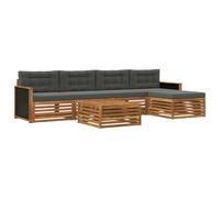 vidaXL Conjunto de sofás de Exterior 6 pcs Natural y Antracita, Sofá de Patio, Conjunto Moderno, Resistente al Clima, Relajación en el Jardín, Asientos para Espacios Fuera