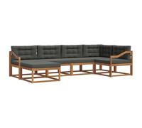 vidaXL Conjunto de sofás de Exterior 6 pcs Natural y Antracita, Sofá de Patio, Moderno sofá seccional Exterior, mobiliario Resistente al Clima para tu jardín