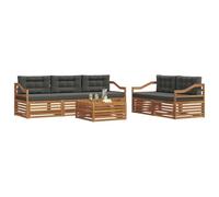 vidaXL Conjunto de sofás de Exterior 6 pcs Natural y Antracita, Sofá Moderno para Exteriores, Conjunto seccional para Patio, Mueble Duradero, Comodidad en terraza