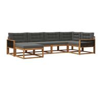 vidaXL Conjunto de sofás de Exterior 6 pcs Natural y Antracita, Sofá Moderno para Exteriores, seccional Resistente, Asientos de jardín, sofá para la Piscina, Muebles de Patio, Conjunto Modular