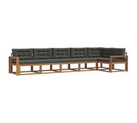 vidaXL Conjunto de sofás de Exterior 6 pcs Natural y Antracita, Sofá Seccional Moderno para Jardín, Muebles de Patio Acacia, para Un Confort Genial en el Exterior