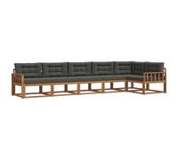 vidaXL Conjunto de sofás de Exterior 6 pcs Natural y Antracita, Sofá Seccional Moderno para Jardín, Muebles de Patio Acacia, para Un Confort Genial en el Exterior