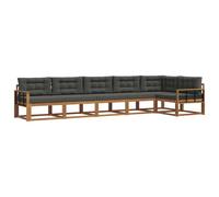 vidaXL Conjunto de sofás de Exterior 6 pcs Natural y Antracita, Sofá Seccional Moderno para Jardín, Muebles de Patio Acacia, para Un Confort Genial en el Exterior