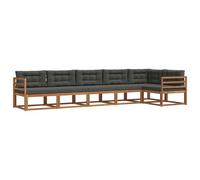 vidaXL Conjunto de sofás de Exterior 6 pcs Natural y Antracita, Sofá Seccional Moderno para Jardín, Muebles de Patio Acacia, para Un Confort Genial en el Exterior