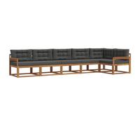 vidaXL Conjunto de sofás de Exterior 6 pcs Natural y Antracita, Sofá Seccional Moderno para Jardín, Muebles de Patio Acacia, para Un Confort Genial en el Exterior