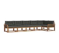 vidaXL Conjunto de sofás de Exterior 6 pcs Natural y Antracita, Sofá Seccional Moderno para Jardín, Muebles de Patio Acacia, para Un Confort Genial en el Exterior