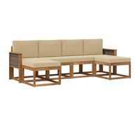 vidaXL Conjunto de sofás de Exterior 6 pcs Natural y Beige Poliéster, Sofá Exterior Elegante, Muebles Modernos para Patio, Asientos de jardín Resistentes al Clima, diseño Minimalista Chic