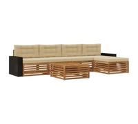 vidaXL Conjunto de sofás de Exterior 6 pcs Natural y Beige, Sofá de Patio, Conjunto Moderno, Resistente al Clima, Relajación en el Jardín, Asientos para Espacios Fuera